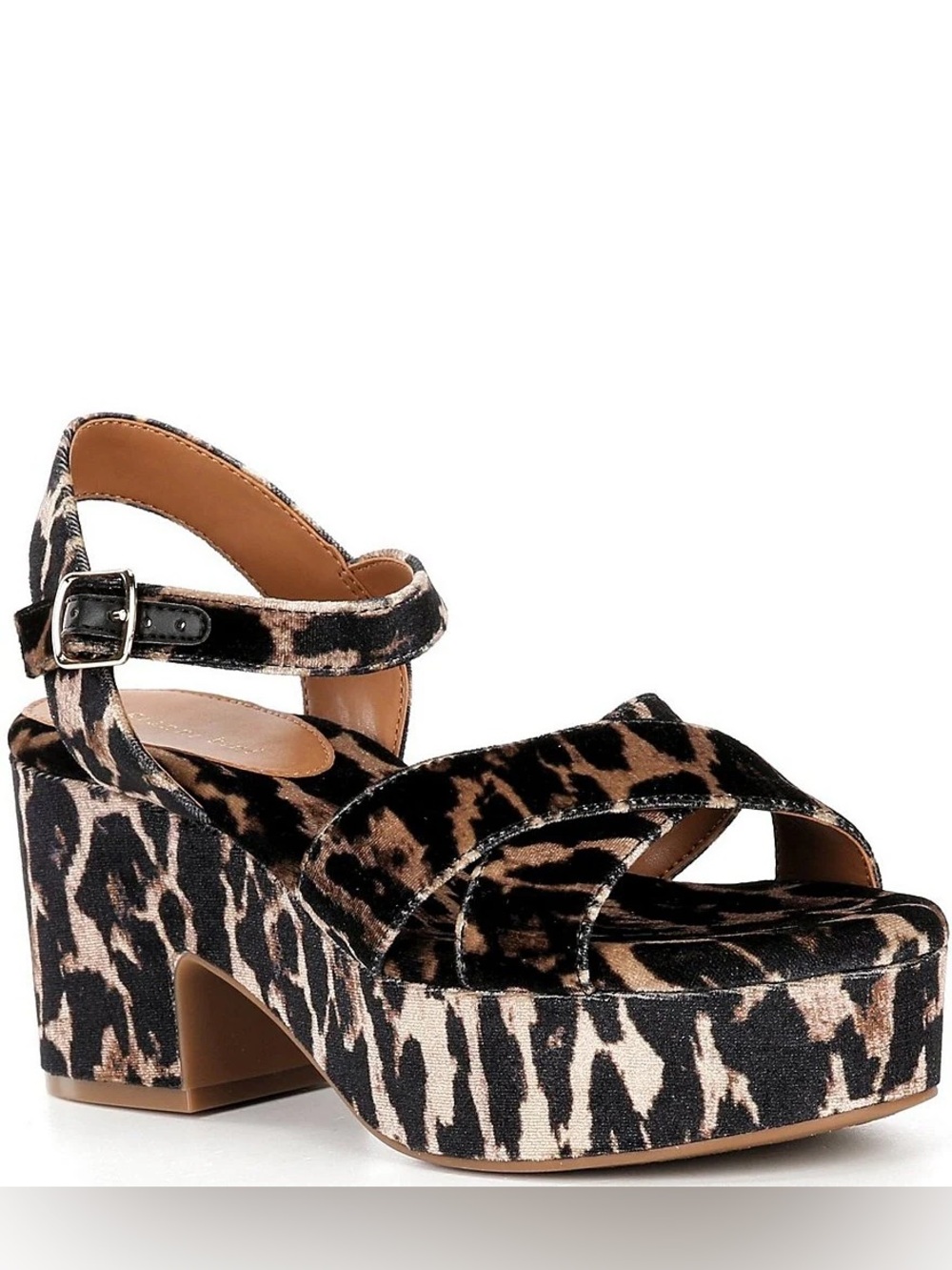 NWT Gianni Bini Joize Leopard Printed Velvet
Cross Band Platform Sandals Sz 9